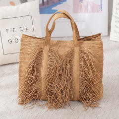 New Tassel Paper Woven Bag for Women Large Capacity Hand-Woven Handbag