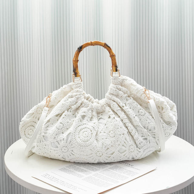 2026 New Summer Bamboo Hollow-Out Exquisite Woven Handbag Crossbody Bag