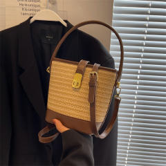 2026 New Handbag Straw Woven Bag Women's Bucket Bag