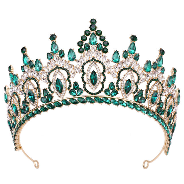 Baroque colorful crystal inlaid hollow crown
