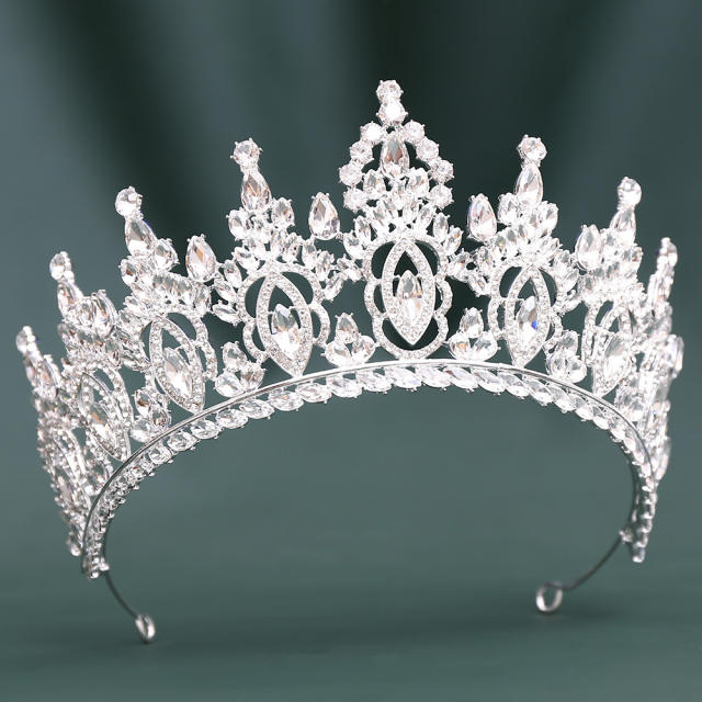 Baroque colorful crystal inlaid hollow crown