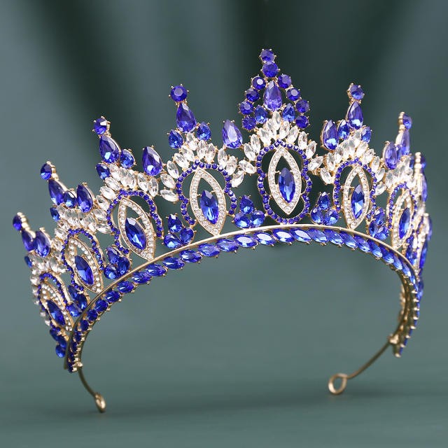 Baroque colorful crystal inlaid hollow crown