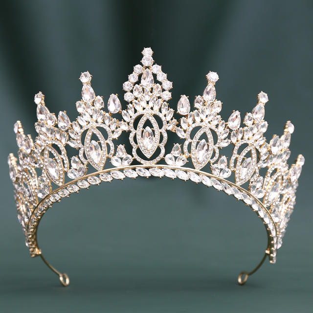 Baroque colorful crystal inlaid hollow crown