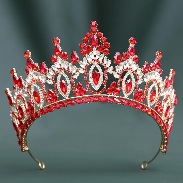 Baroque colorful crystal inlaid hollow crown