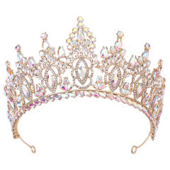 Baroque colorful crystal inlaid hollow crown