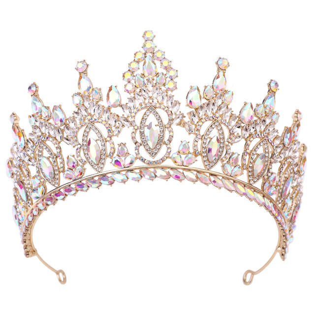 Baroque colorful crystal inlaid hollow crown