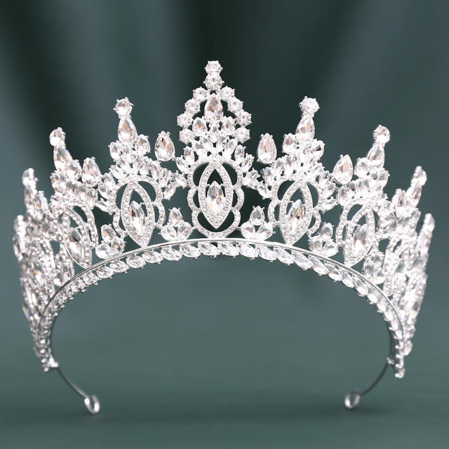 Baroque colorful crystal inlaid hollow crown