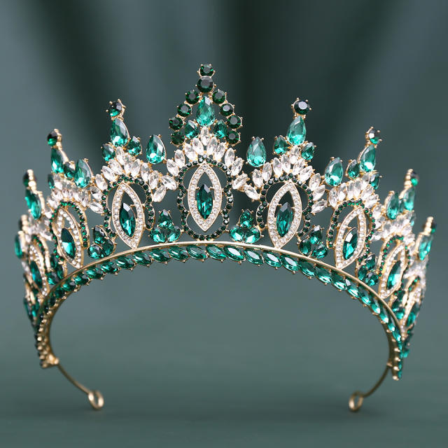 Baroque colorful crystal inlaid hollow crown