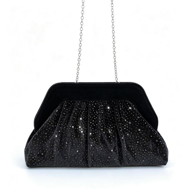 Elegant velvet material diamond clutch bag evening bag