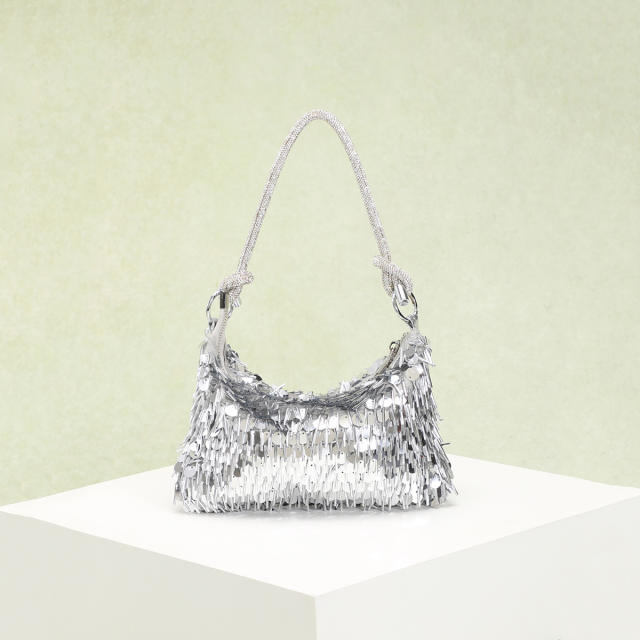 Glittering Sequins Rhinestones Knotted Hand-Held shoulder bag evening bag