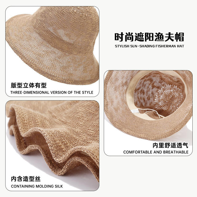 Spring Summer Mixed Thread Basin Hat Outdoor Sun Hat for Women