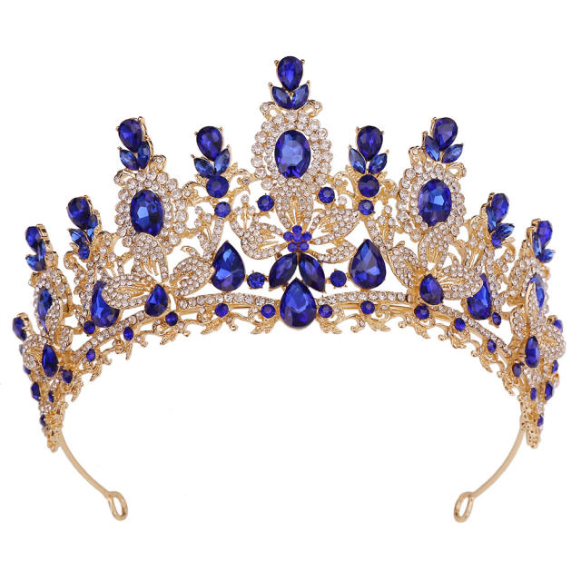 Bridal Wedding Crown with Floral Crystal Rhinestones