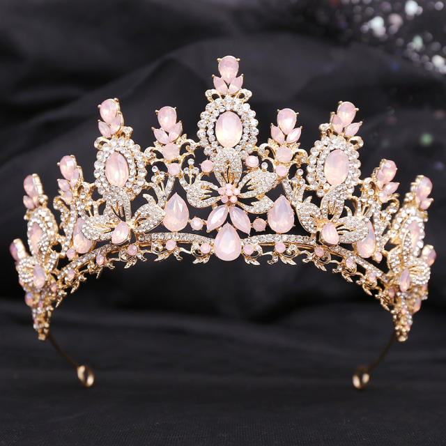 Bridal Wedding Crown with Floral Crystal Rhinestones