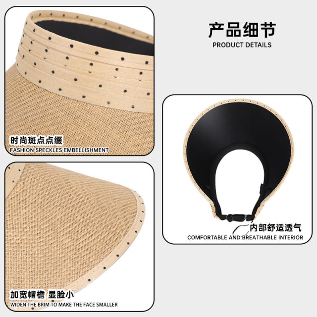 Wide-Brimmed Open-Top Straw Hat for Women