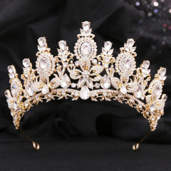 Bridal Wedding Crown with Floral Crystal Rhinestones