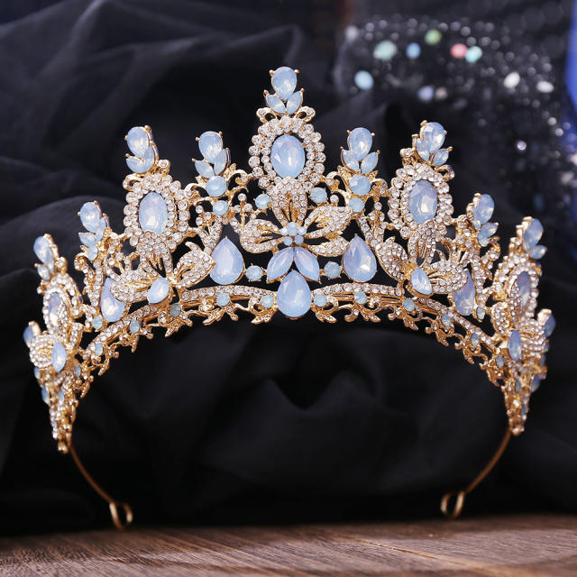 Bridal Wedding Crown with Floral Crystal Rhinestones