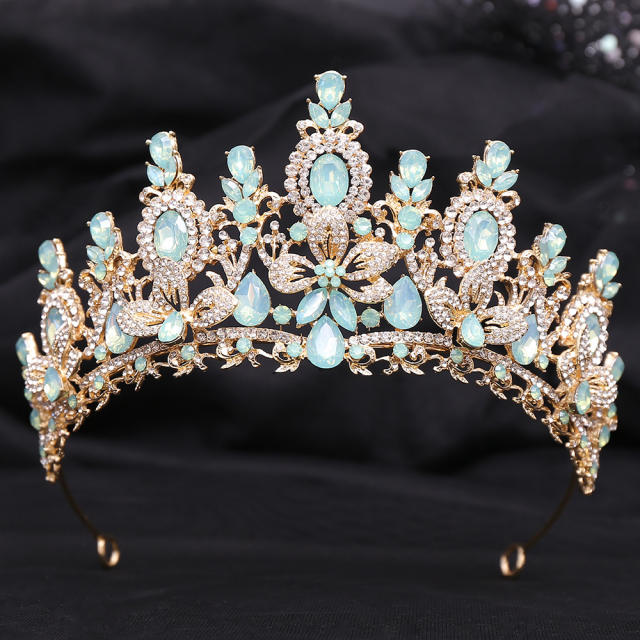 Bridal Wedding Crown with Floral Crystal Rhinestones
