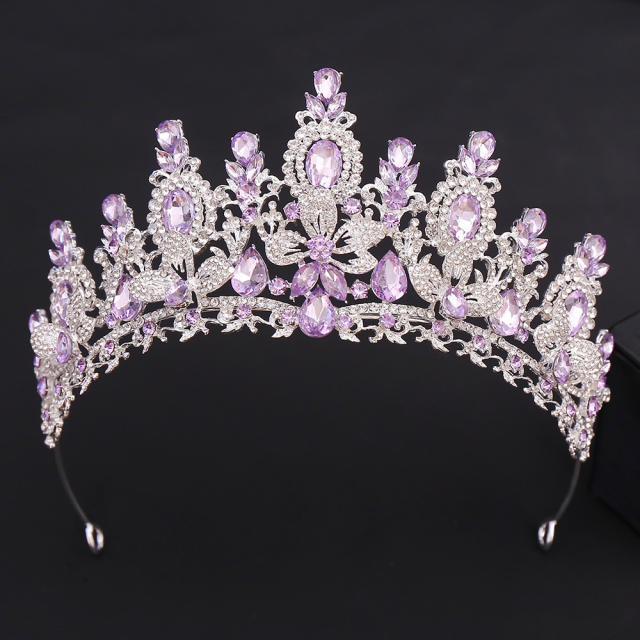 Bridal Wedding Crown with Floral Crystal Rhinestones