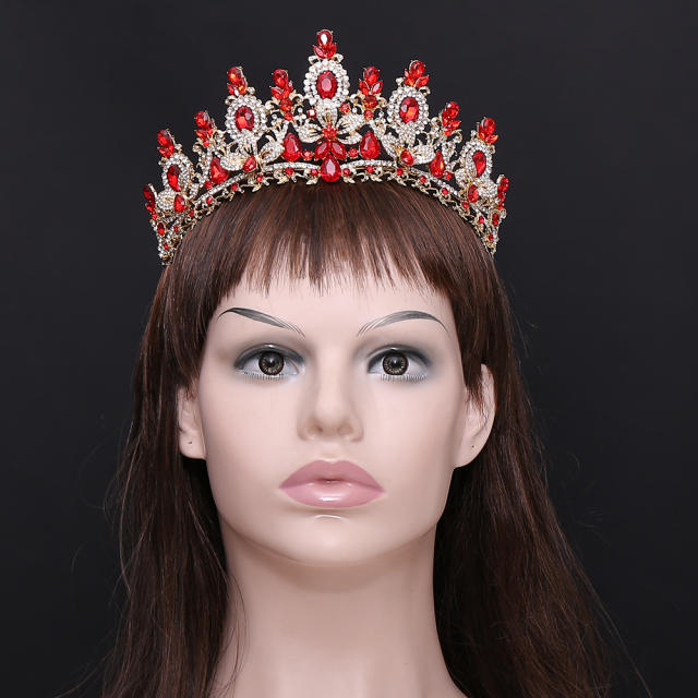 Bridal Wedding Crown with Floral Crystal Rhinestones