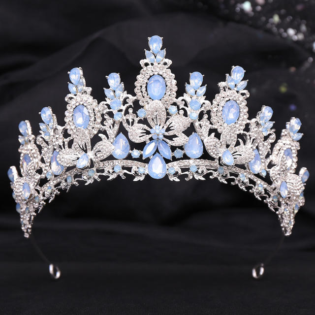Bridal Wedding Crown with Floral Crystal Rhinestones