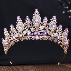Bridal Wedding Crown with Floral Crystal Rhinestones