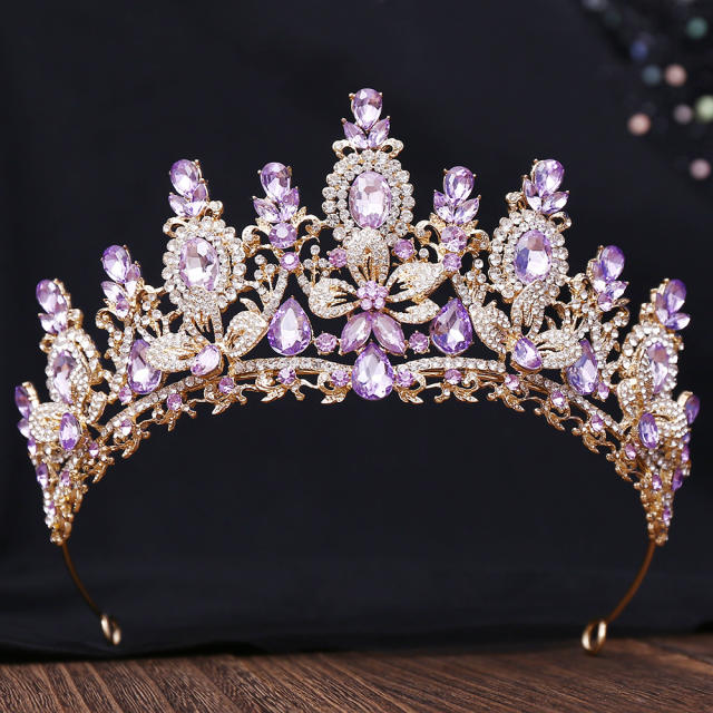 Bridal Wedding Crown with Floral Crystal Rhinestones