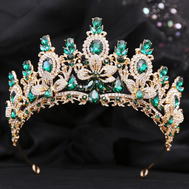 Bridal Wedding Crown with Floral Crystal Rhinestones