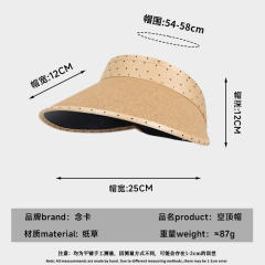 Wide-Brimmed Open-Top Straw Hat for Women