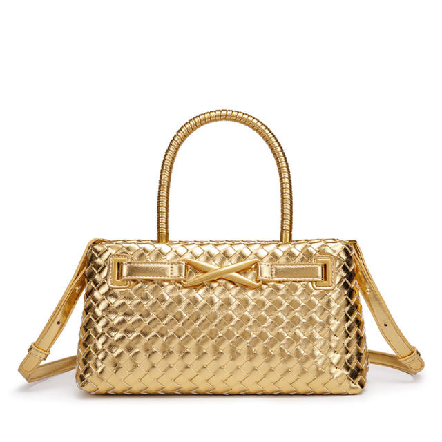 Hot sale woven design color matching handbag for women