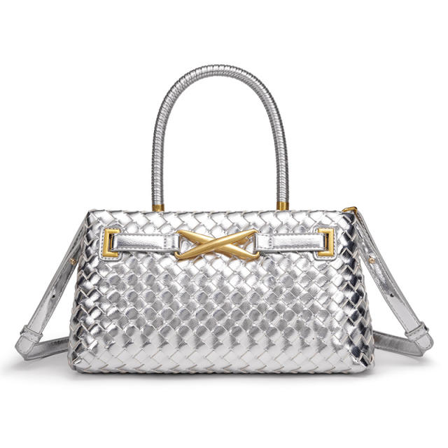 Hot sale woven design color matching handbag for women