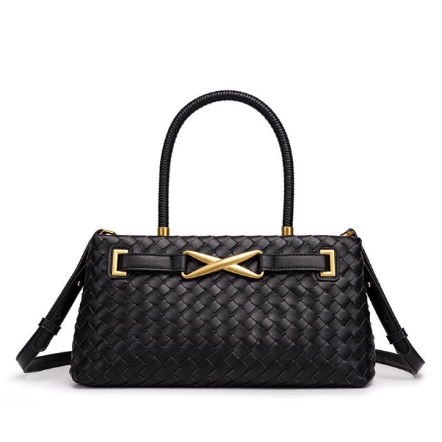 Hot sale woven design color matching handbag for women