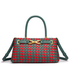 Hot sale woven design color matching handbag for women