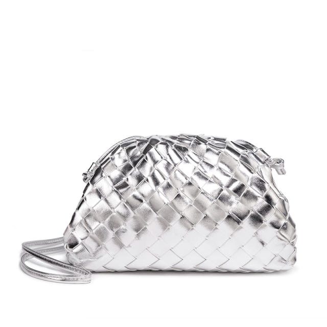 New Fashionable Woven Clutch Bag Korean Style Cloud Soft Leather Dumpling Bag