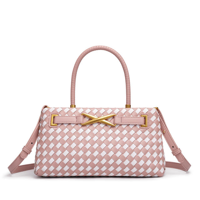 Hot sale woven design color matching handbag for women