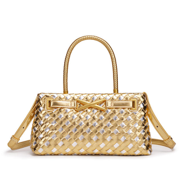 Hot sale woven design color matching handbag for women