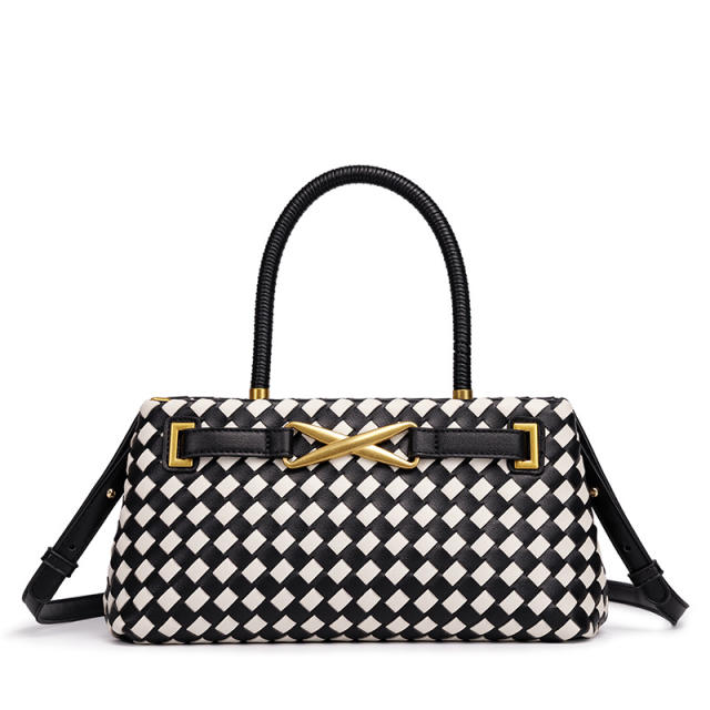 Hot sale woven design color matching handbag for women