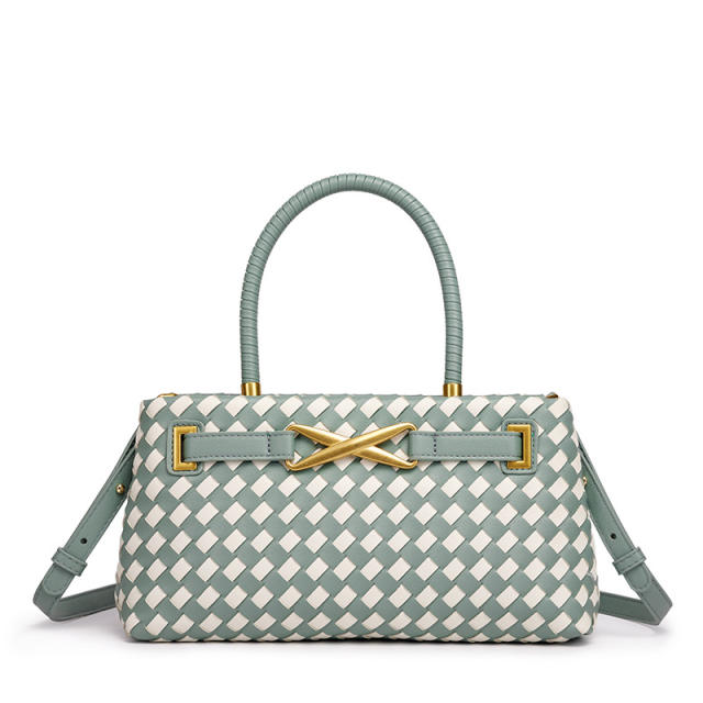 Hot sale woven design color matching handbag for women