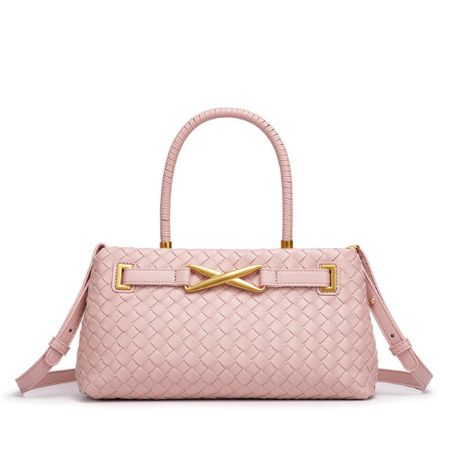 Hot sale woven design color matching handbag for women