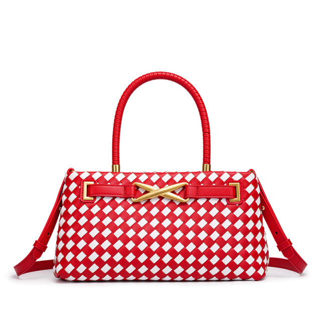 Hot sale woven design color matching handbag for women