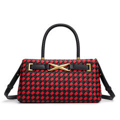 Hot sale woven design color matching handbag for women