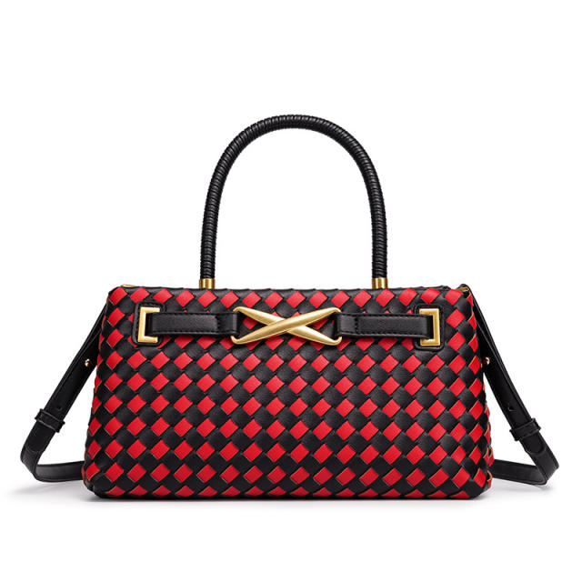 Hot sale woven design color matching handbag for women