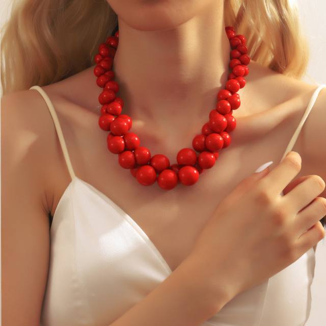 Acrylic Multi-Layered Beaded Necklace