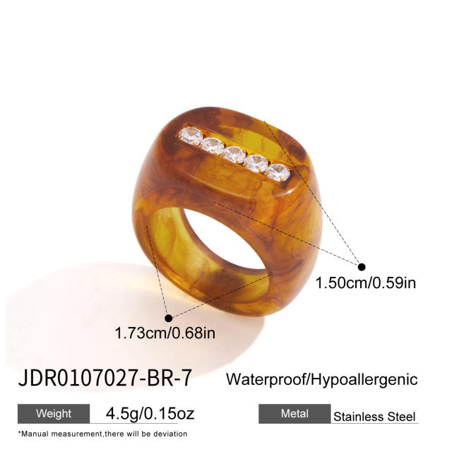 Winter autumn chunky colorful acrylic rhinestone bangle rings set