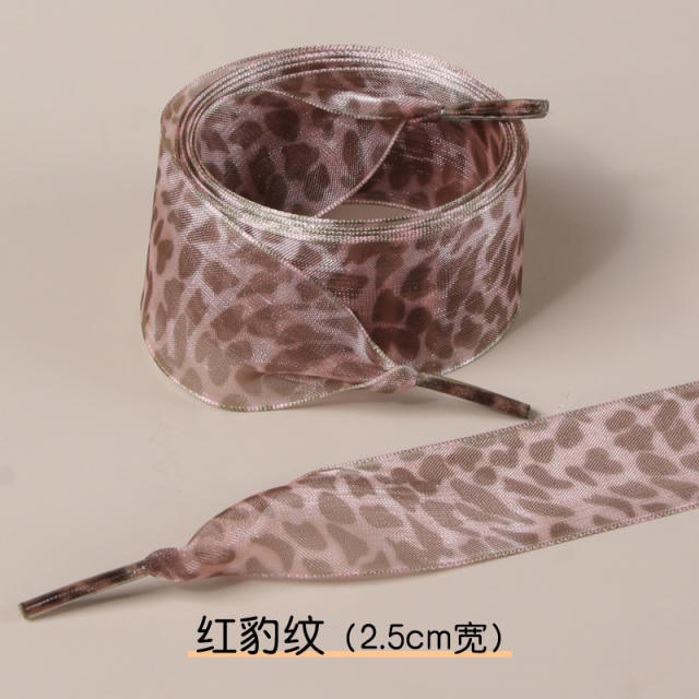 2.5cm /4cm Widened Shoelaces Leopard Print Pattern Ribbon Lace Shoelaces
