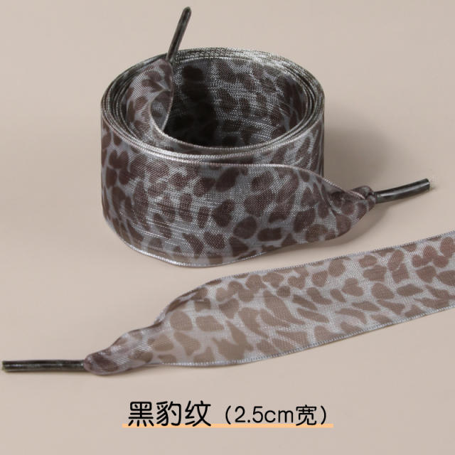 2.5cm /4cm Widened Shoelaces Leopard Print Pattern Ribbon Lace Shoelaces