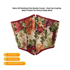 Vintage Floral Jacquard Waist Cincher with Front Buckle and Back Tie