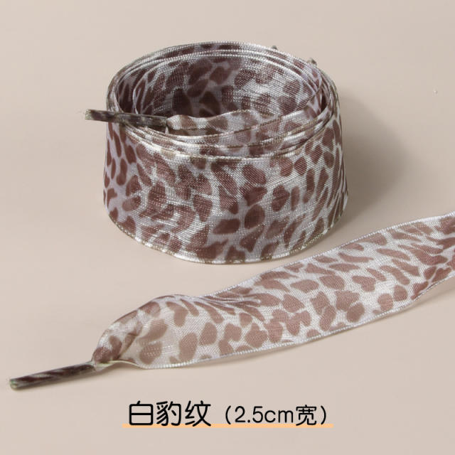 2.5cm /4cm Widened Shoelaces Leopard Print Pattern Ribbon Lace Shoelaces
