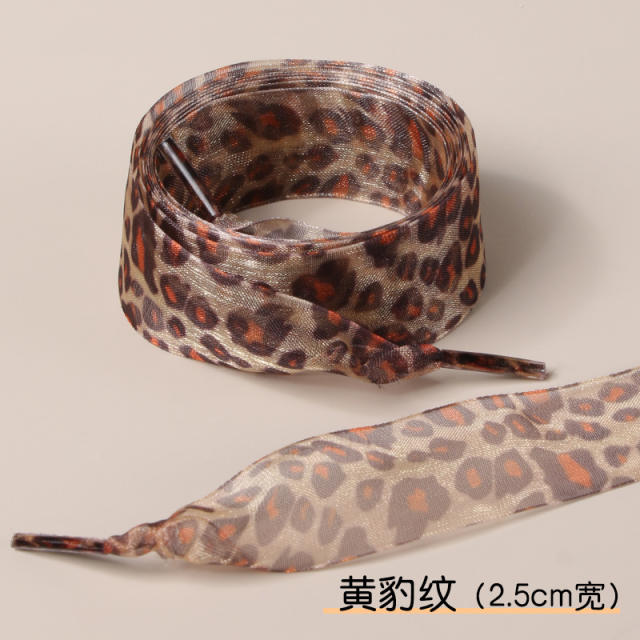 2.5cm /4cm Widened Shoelaces Leopard Print Pattern Ribbon Lace Shoelaces