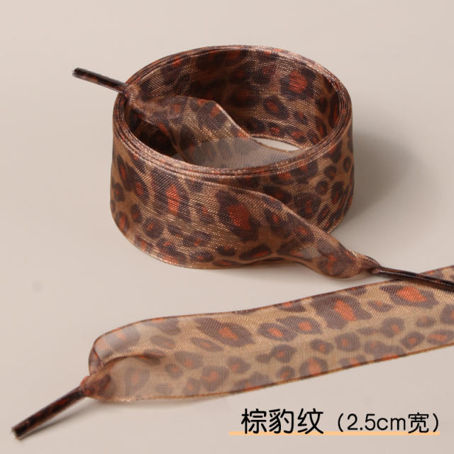 2.5cm /4cm Widened Shoelaces Leopard Print Pattern Ribbon Lace Shoelaces