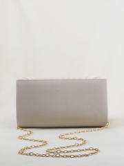 Off-white pleated metal-edged clutch evening bag